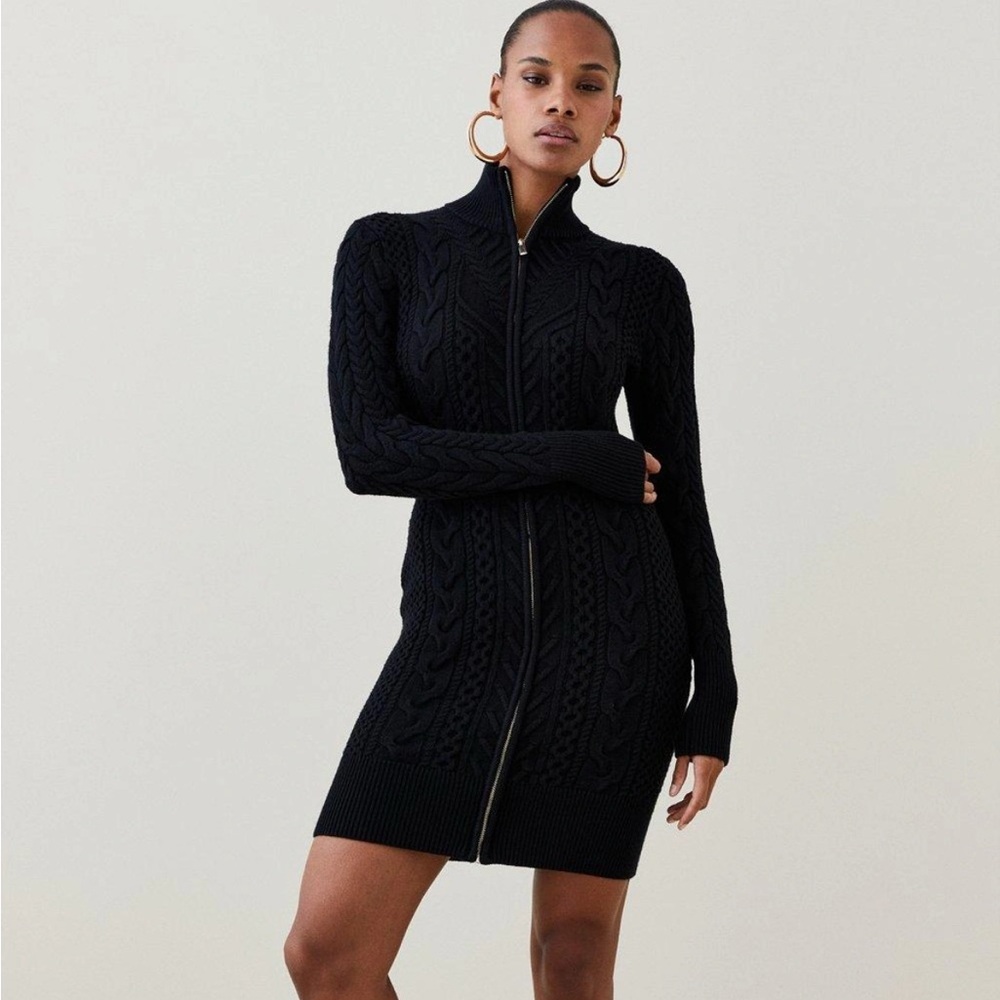Karen Millen Viscose Blend Zip Through Cable Knit
Mini Dress